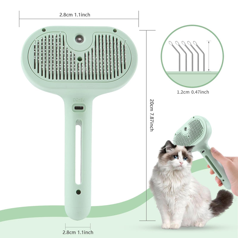 Spray Cat Brush for Shedding - Pet Hair Removal Comb with Water Tank and Release Button, Cat/Dog Steam Brush, Cat Bath Brush, Cat Brush with Steam for Shedding - Pet Spray Hair Comb (green) green - PawsPlanet Australia