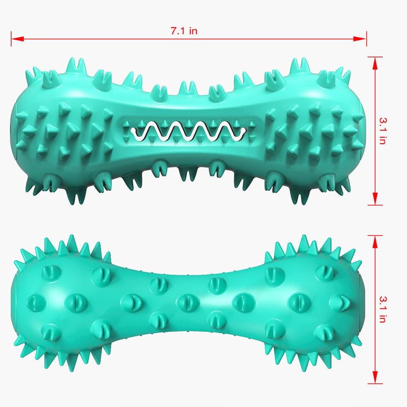 HANAMYA Bone-Shaped Toothbrush Dog Chew Toy, Squeaky | Water Floating, Turquoise Blue - PawsPlanet Australia