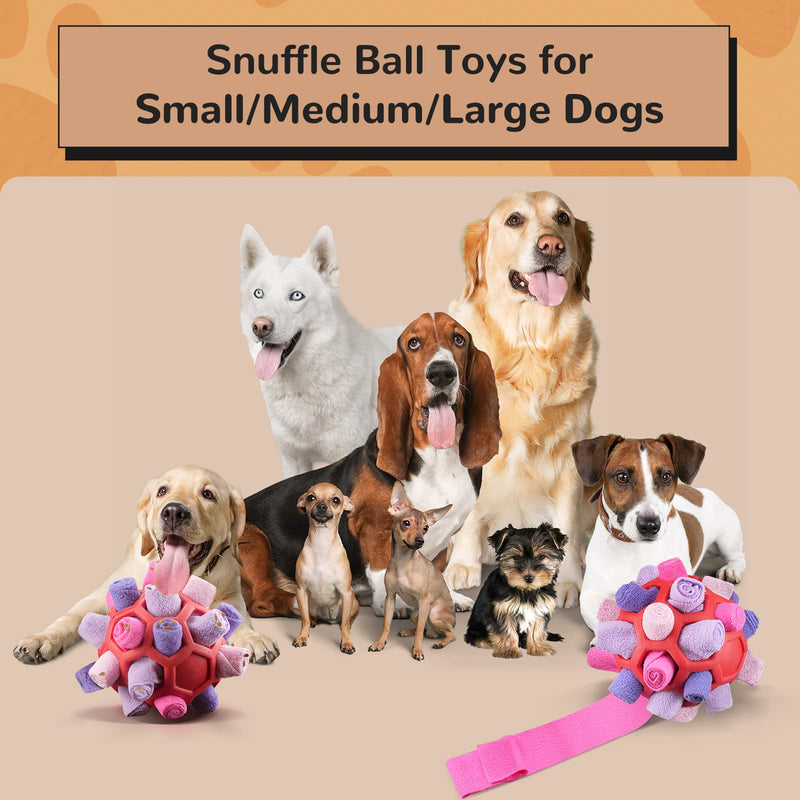 Larimuer Snuffle Ball for Dogs, Sniffing Carpet Snuffle Toy Interactive Dog Toy Portable Pet Snuffle Ball Toy for Small Medium Dogs Pet (Red and Purple) Red and Purple - PawsPlanet Australia