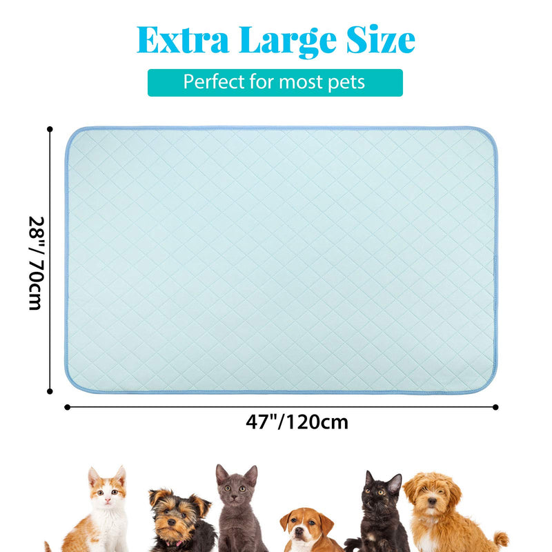 Pawaboo Pet Cooling Mat for Dogs and Cats, 120 × 70cm Washable Bed Mat Cooling Pads Comfortable All Summer, Large Size Pet Pee Pad Non-Slip Feeding Mat for Home and Travel - Blue - PawsPlanet Australia
