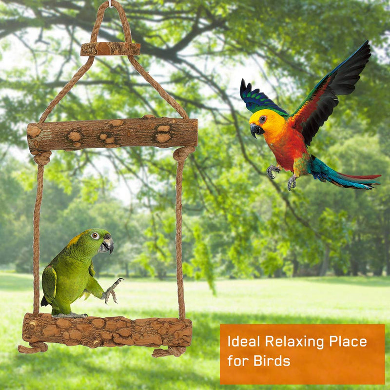 Yideng Bird Stand Toy, Natural Wooden Bird Swing Toys with Hanging Hook Durable Bird Parrot Swing Relaxing Place for Bird Wooden Bird Swings, Bird Hammock Swing Toy for Small Chicken Parrot Training - PawsPlanet Australia