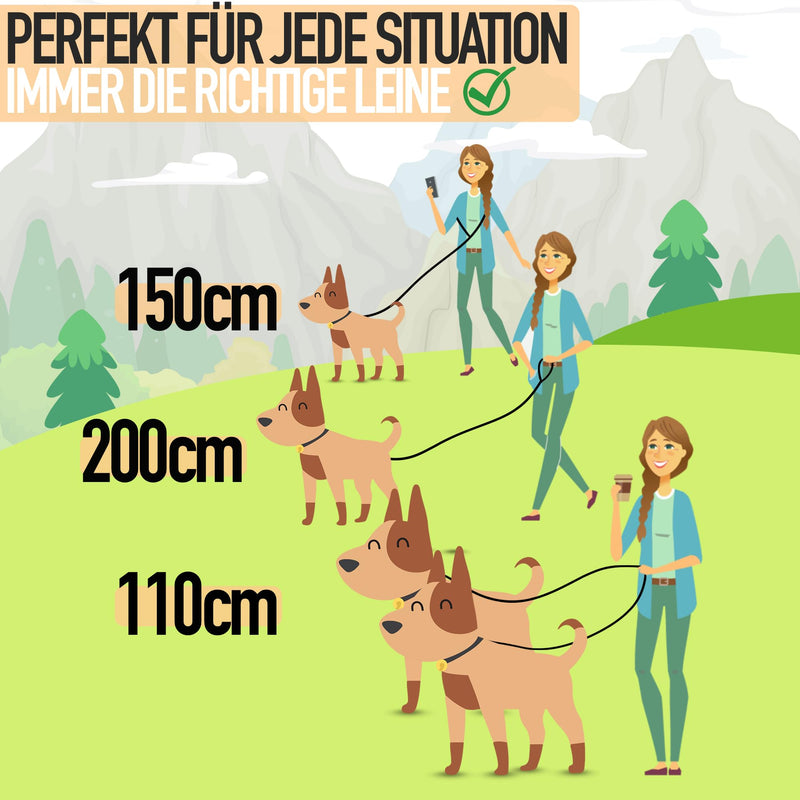 ZENOXO® [221cm] dog leash | Dirt & waterproof - For small & large dogs up to 200kg - 3-way adjustable running leash & shoulder leash - Lightweight dog leash - PawsPlanet Australia