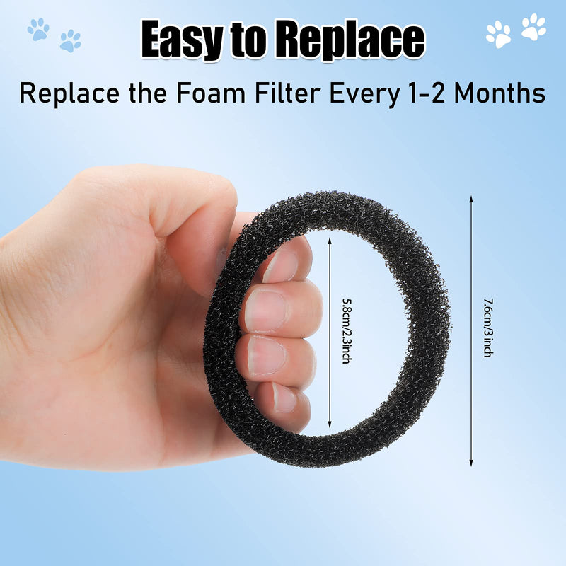16 Pieces Pet Fountain Foam Filters Round Sponge Black Filter Foam Pet Cat Fountain Replacement Filter for 2.5 L/ 84 oz Stainless Steel Cat Fountain Pet Drinking Water Stay Healthy Clean - PawsPlanet Australia