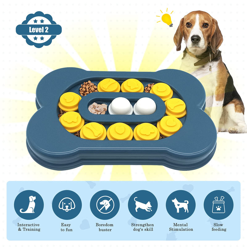 [Difficulty-Level Adjustable] Dog Puzzle Toys, Asbtos Interactive Dog Toys for IQ Training & Mental Enrichment, Bone Shape Dog Enrichment Toy Gifts for Puppy Treat Dispensing Blue - PawsPlanet Australia