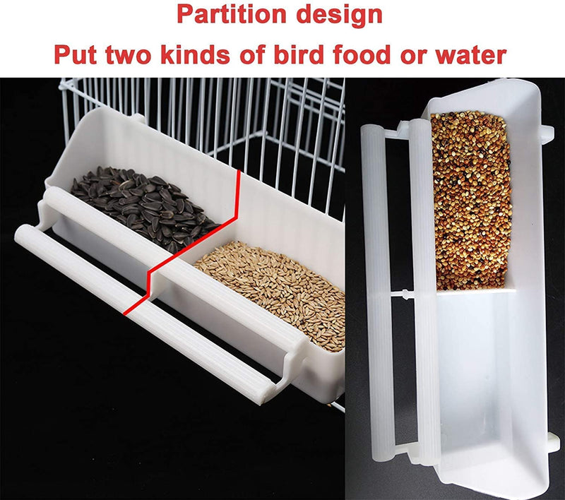 ADAMACONG Bird Feeder for Birdcage Window Bird Feeder, Waterer Food Feeder for Parrots Cockatiel Poultry Pigeon Quail (2 Bird Bowl with Stand Function and 2 Bird Spoons) - PawsPlanet Australia