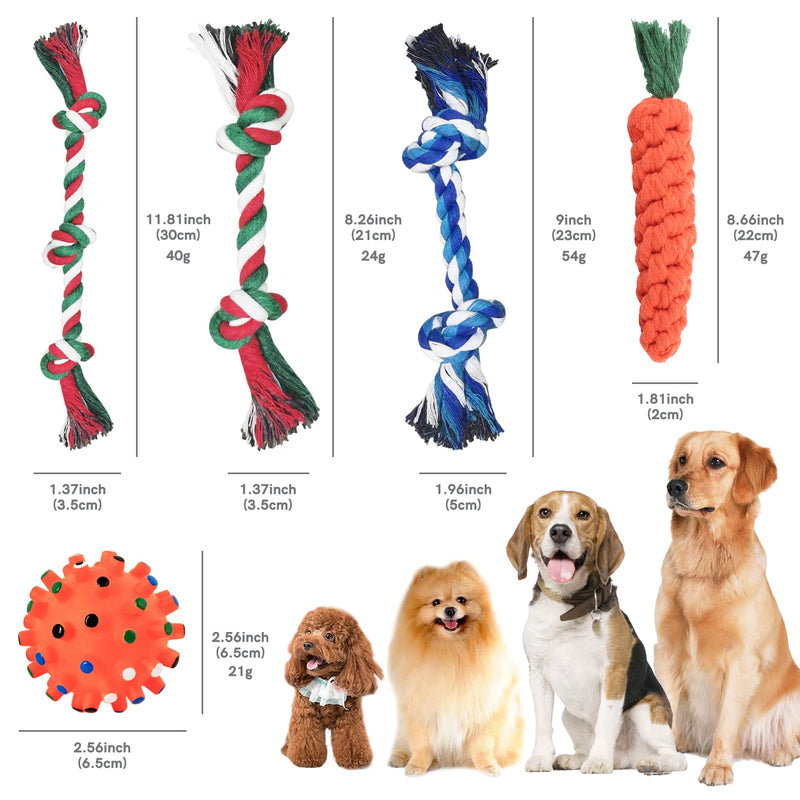 GENPAR dog chew toy, dental training, dog toy rope, puppy toy set, chew toy for small dogs and puppies, 100% natural cotton. (10-piece set) P009 - PawsPlanet Australia