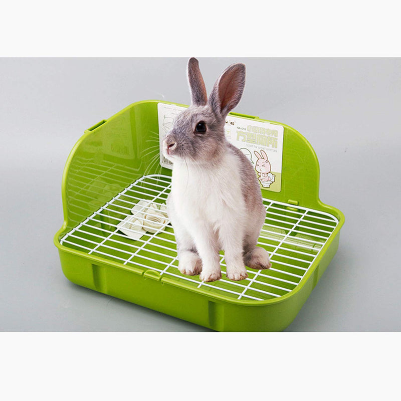 RUBYHOME Rabbit Litter Box Toilet, Plastic Square Cage Box Potty Trainer Corner Litter Bedding Box Pet Pan for Small Animals, Rabbits, Guinea Pigs, Chinchilla, Ferret, Galesaur, 11.4 Inches Green - PawsPlanet Australia