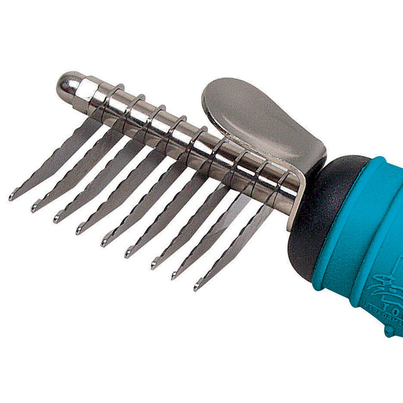 [Australia] - Master Grooming Tools Steel 9-Blades Dematting Ergonomic Pet Comb with Rubber Handle 9 Blade 