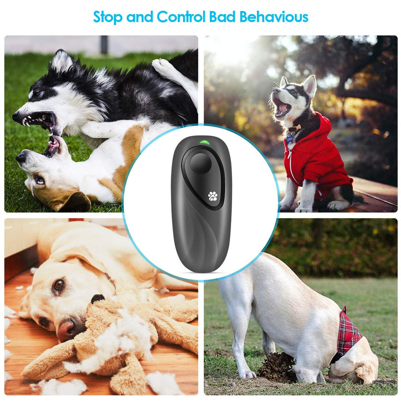 Anti Barking Device, Handheld Dog Repellent Portable Bark Deterrent with LED Indicator, Safety Stop Barking Tool with Adjustable Level for Indoor Outdoor Gray - PawsPlanet Australia