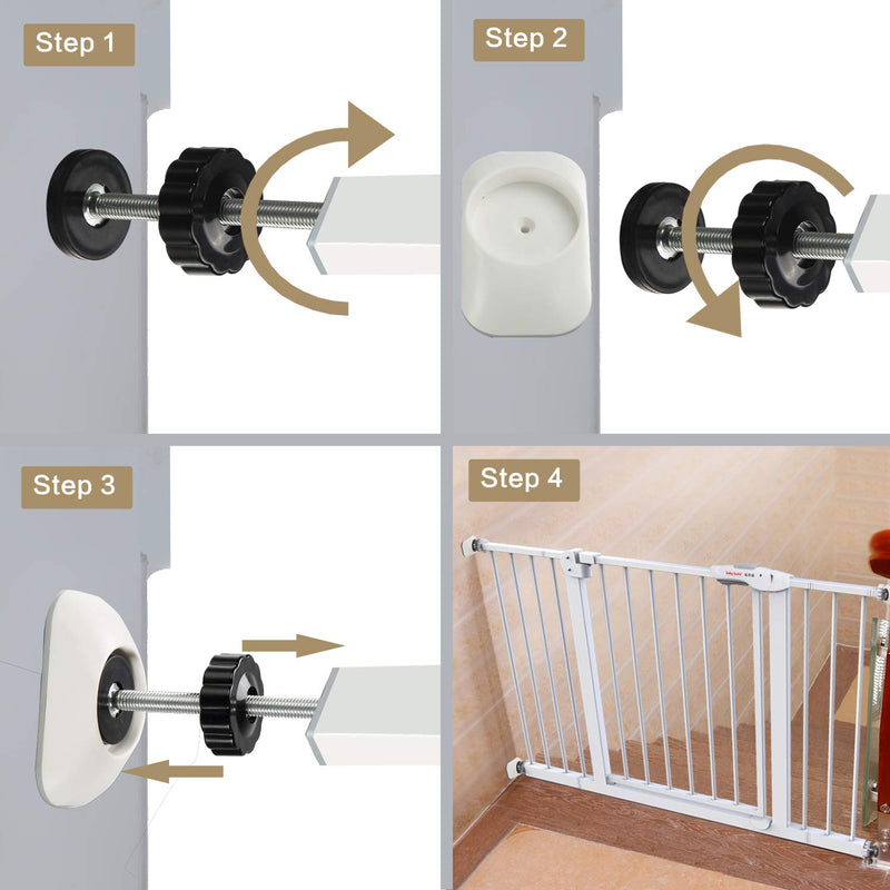 [Australia] - Vmaisi Baby Gate Wall Cup Protector Make Pressure Mounted Safety Gates More Stable - Wall Damage-Free - Fit for Doorway, Door Frame, Baseboard - Work on Dog & Pet Gates (White) White 