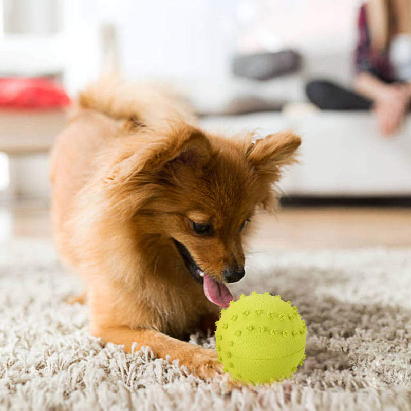 Dog Toy Ball Squeaky, Durable Natural Rubber Dog Toys for Aggressive Chewers, Interactive Dog Toys Training and Cleaning Teeth for Small Medium Dog (Green) Green-2.6in - PawsPlanet Australia