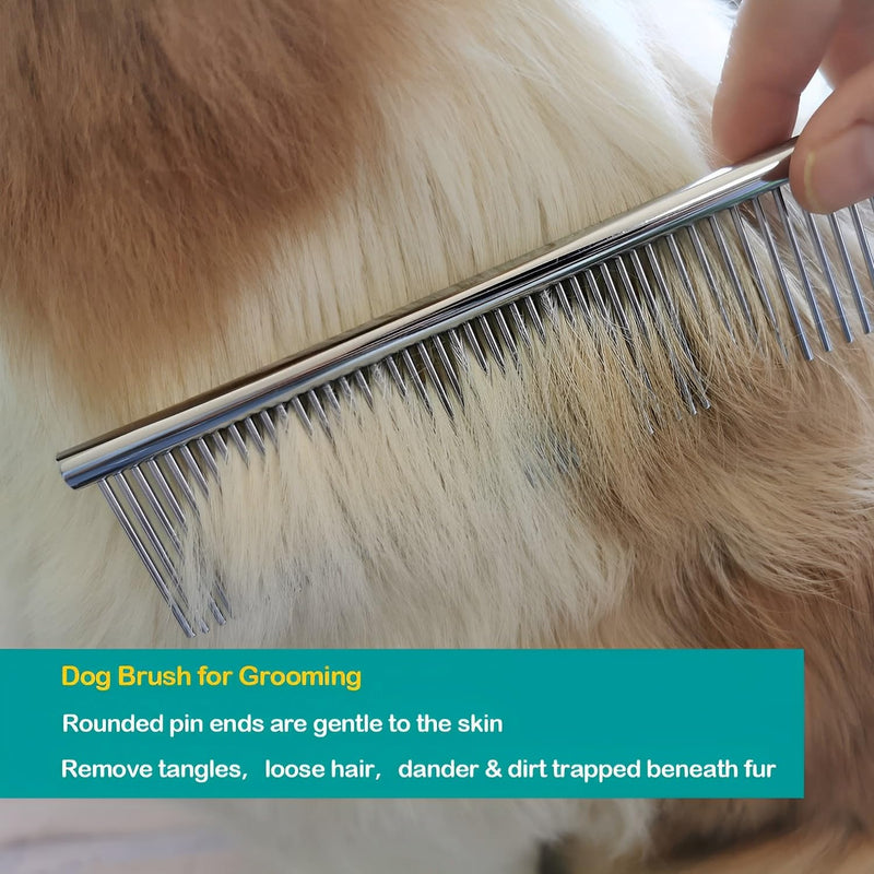 Dog Combs Pet Steel Comb Pet Comb Stainless Steel Pet Grooming Comb for Removing Tangles and Knots, Poodle Grooming Deshedding Tool - PawsPlanet Australia