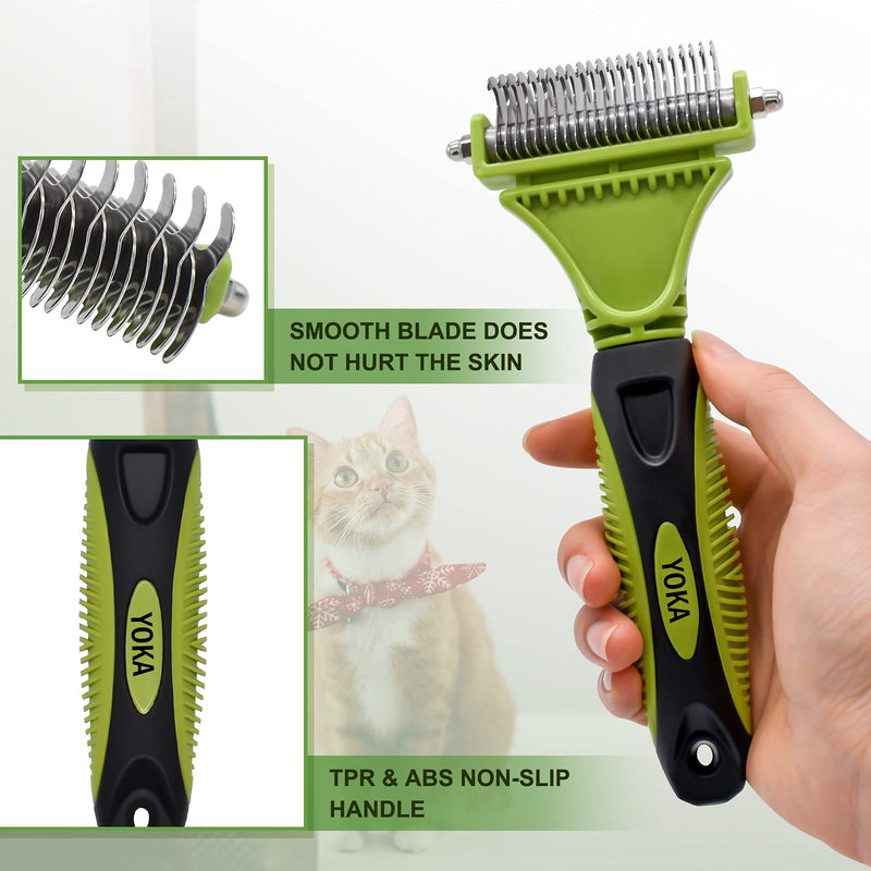 Dog Grooming Dematting Comb Tool Kit yoka Pet Grooming Tool - 23+12 Double Sided Blade Rake Comb for Dogs, Cats Removes Loose Undercoat, Mats, Knots and Tangles hair 2 Count (Pack of 1) - PawsPlanet Australia