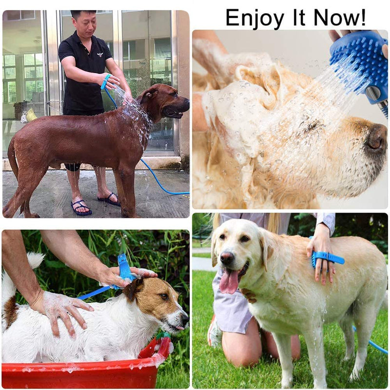 YUIP Pet Bath Brush Tool, Dog Shower Head, Dog Cleaning Shower Sprayer, 2 in 1 Dog Shower Pet Shower Head with Brush for Dog Cat Grooming Brushes Massage, Blue - PawsPlanet Australia