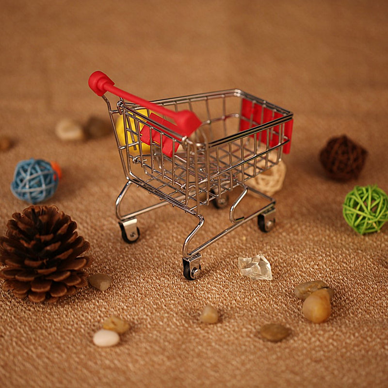[Australia] - Anself Cute Metal Mini Shopping Supermarket Cart Pet Bird Toy for Parrot Random Color 