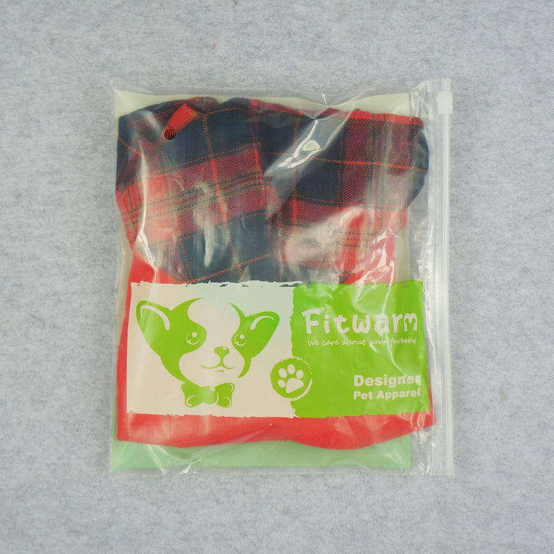 [Australia] - Fitwarm Dog Plaid Shirts Doggie Clothes Puppy Hoodies Cat Hooded T Shirts Pet Outfits Cotton L Red 