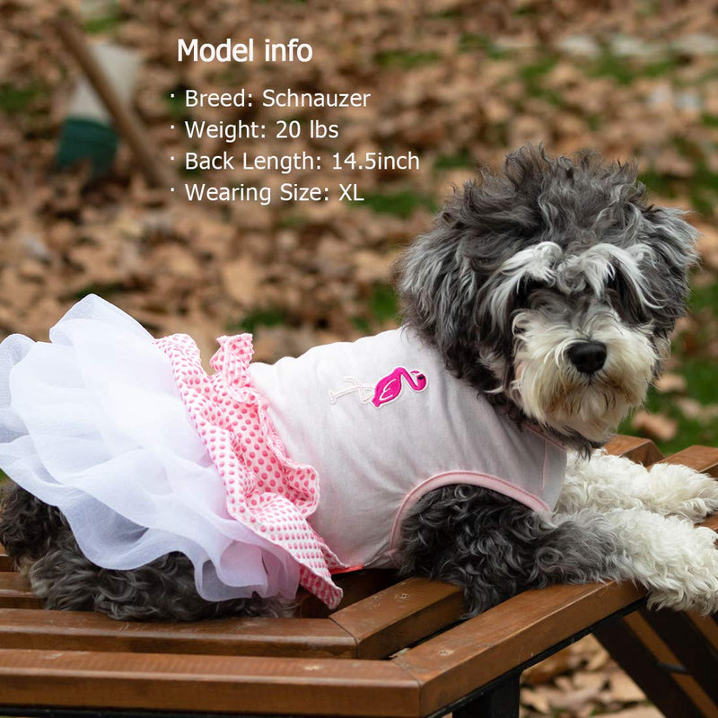 [Australia] - kyeese Dog Dress Tiered Ruffle Dog Dresses Flamingo for Small/Medium Dogs Polka Dot Dog Birthday Dress Dog Wedding Dress Formal Dress 