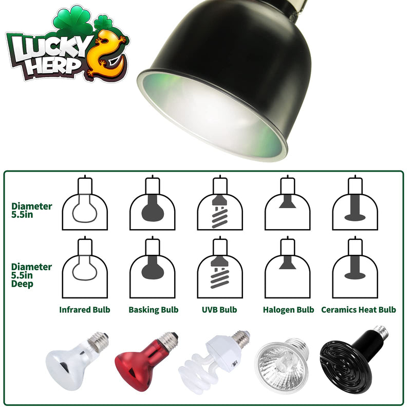 LUCKY HERP Aluminum 5.5inch Deep Dome Reptile Light Fixture, Reptile Heat Lamp Fixture for UVB Bulb Basking Heat Bulb - PawsPlanet Australia