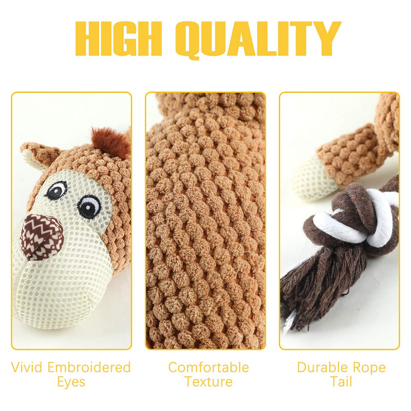 Squeaky Dog Toys for Small Dogs - 2 Pack Interactive Dog Toys with Rope Tails - Durable Plush Dog Chew Toys for Puppies, Medium, Large Dog - Avoid Dog Boredom (Monkey & Rhinoceros) - PawsPlanet Australia