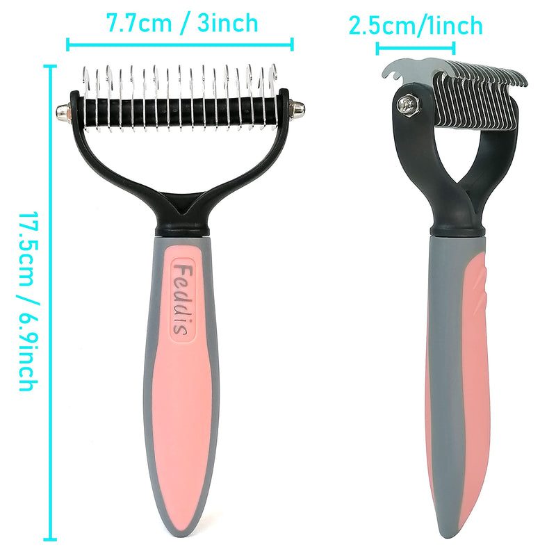 Dog Hair Comb Stripper & Stainless Steel Dog Comb Kit,Dog Cat Shedding Comb，Dog Dematting Combs,Pet Grooming Tool ，Double Sided Shedding and Dematting Undercoat Rake Comb (L, Orange) L - PawsPlanet Australia