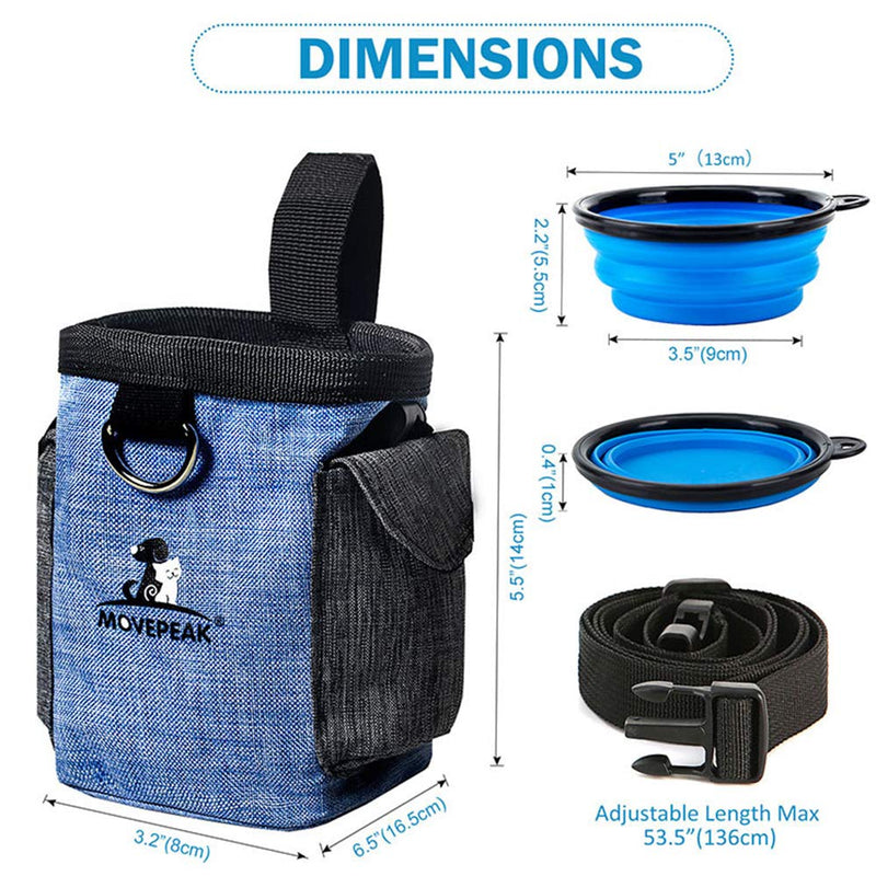 [Australia] - Enkarl Dog Treat Pouch, Dog Treat Bag with Dog Bowl for Training Small to Large Dogs, Easily Carries Pet Toys, Kibble, Treats Blue 