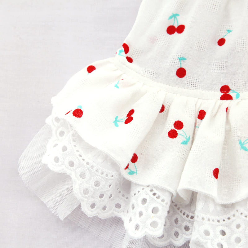 CuteBone Cherry Dog Dress Summer for Small Girl Cat Clothes XX-Small Berry skirt - PawsPlanet Australia