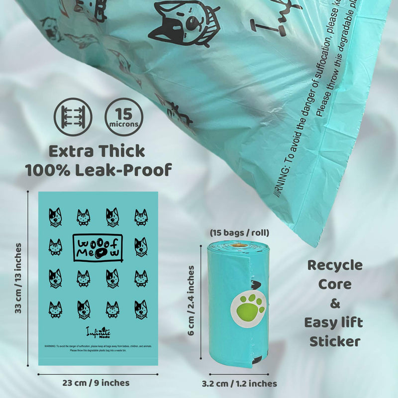 Dog Poo Bags for with Poo Bag Holder, Includes 210 Extra Thick and Leak-Proof Pet Poo Bags for Cat and Dog, 14 Refill Rolls with Recycled Core, Friendly to Earth - PawsPlanet Australia