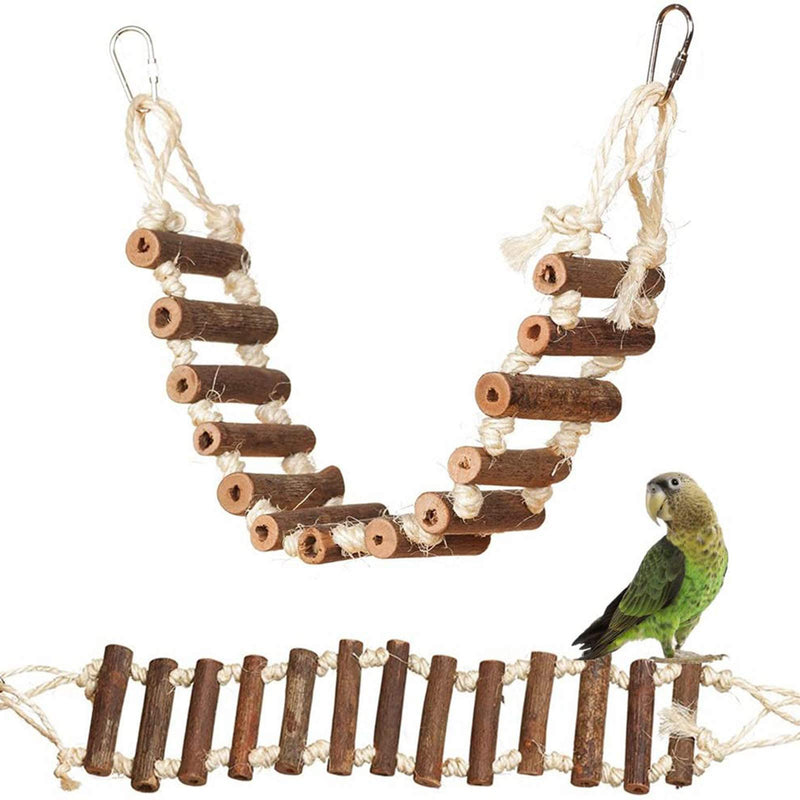 TheStriven Parrot Natural Rope Wood Ladder Bird Wood Ladder Swing Toy Natural Climbing Wood Ladder Hanging Climbing Bridge for Bird Lovebird Canary Finch Small Parrot Hamster Rat Chinchilla Swing Toy - PawsPlanet Australia