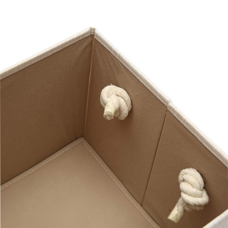 Geyecete Large Fabric Storage Bins Organizer with Weave Rope Handle, Collapsible Cube Basket Container Box for Dog Apparel & Accessories,Dog Coats,Dog Toys Gift Baskets Beige - PawsPlanet Australia