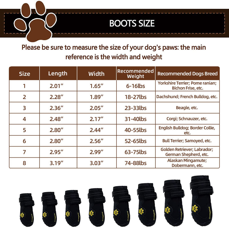 EXPAWLORER Waterproof Dog Shoes - Dog Boots with Reflective Rugged Anti-Slip Sole, Dog Paw Protector, Doggie Boots for Small to Large Dogs, Dog Booties for Outdoor Walking Size 1: 2.01"x1.65" (L*W) (Pack of 4) Black - PawsPlanet Australia