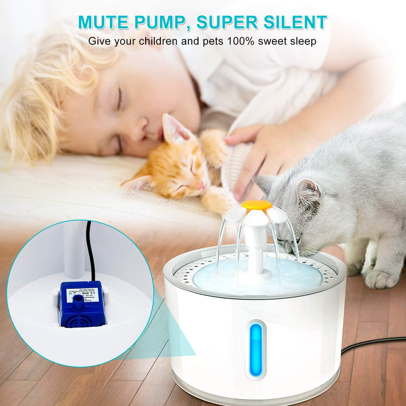 Pet Fountain Pump, Ultra-quiet Water Fountain Pump with LED Lights, Low Power Consumption Replacement Pump for Cat Mate and Dog Mate Pet Fountains - PawsPlanet Australia