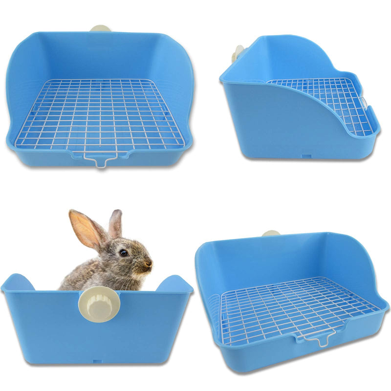 Yunhoo Rabbit Litter Box, Bunny Litter Box, Litter Box for Rabbit Guinea Pig Litter Box Large Rabbit Litter Box for Hamster, Adult Guinea Pigs, Chinchilla, Ferret, Small Animals Blue - PawsPlanet Australia