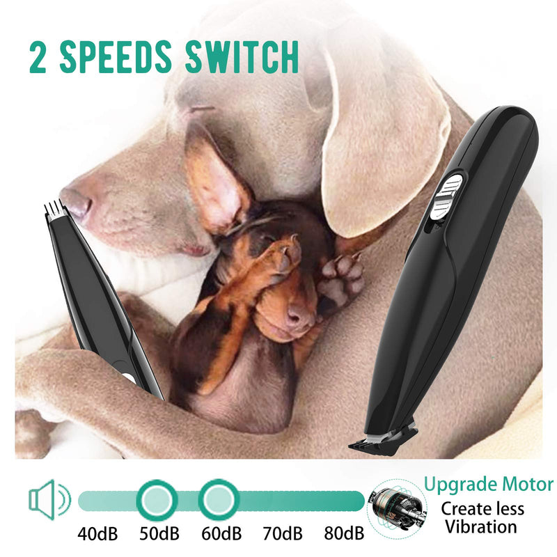 Kenpiko Dog Clippers with Ceramic Blade, Cordless Low Noise Dog Grooming Kit, Rechargeable 2 Speed Dog Clippers for Grooming, Electric Quiet Hair Clippers for Small Dogs, Cats, Pets - PawsPlanet Australia