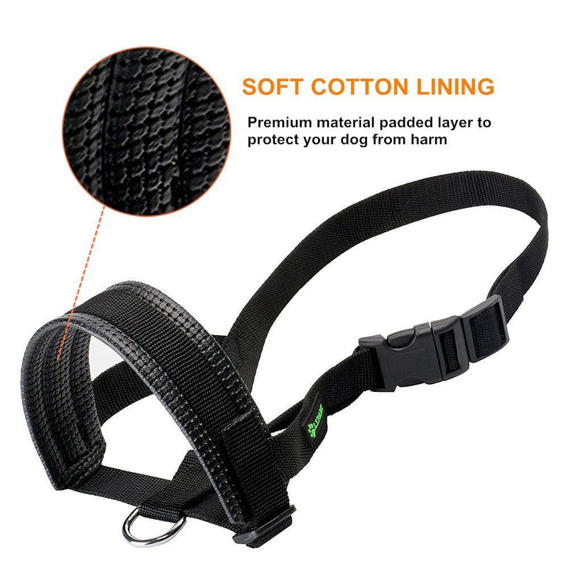 Nylon muzzle to stop dogs from biting, barking and chewing, adjustable loop (XL, Black) XL Black - PawsPlanet Australia