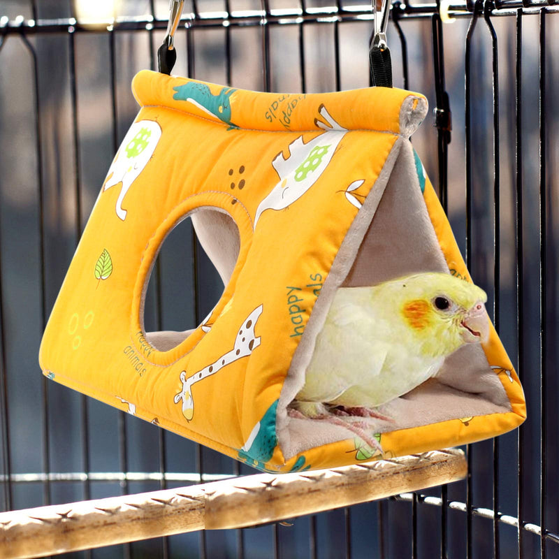 Rypet Winter Warm Bird Nest House - Hanging Hammock Velvet Shed Hut Cage Plush Fluffy Birds Hideaway Sleeping Bed Fuzzy for Parrot Parakeet Cockatiels Budgies Lovebird African Grey Small (Pack of 1) Yellow - PawsPlanet Australia