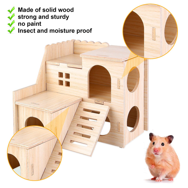 Toys for Hamsters Made of Wood, Pack of 6 Hamster Chew Toys, DIY Hamster Toys, Hamster House Bridge Seesaw Swing Cage Decor Accessories for Gerbils, Guinea Pigs, Chinchilla, Rabbits, Birds - PawsPlanet Australia