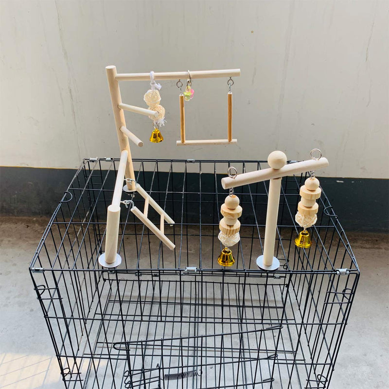 Hamiledyi Parrot Playground Parakeet Perches Outside Cage Bird Climbing Ladder Swing Toy Natural Wood Cockatiel Play Gyms Stand for Small Conure Love Birds Finch African Grey Macaw Amazon Budgies - PawsPlanet Australia