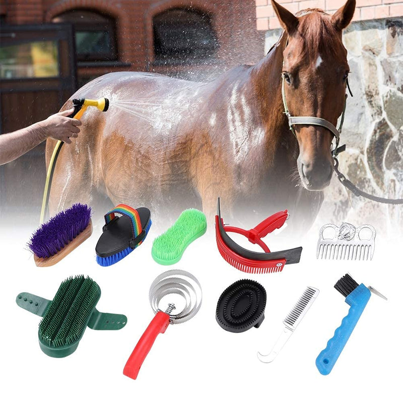 DAUERHAFT Ten-piece Set of Horse Cleaning Supplies Bucket Horse Cleaning Equestrian Brush - PawsPlanet Australia