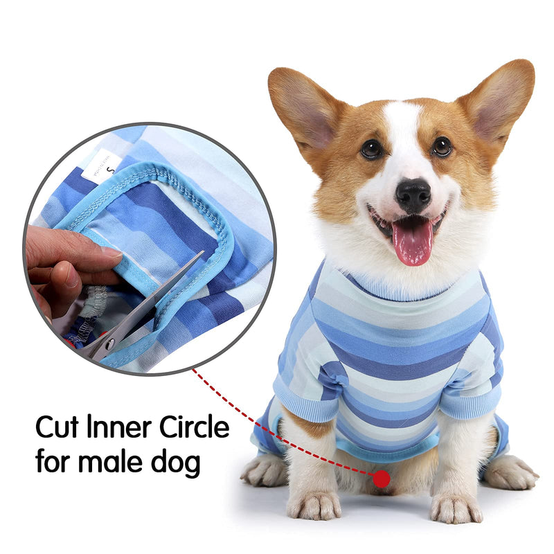 Hipet Dog Onesie After Surgery Dog Surgical Recovery Suit Female Male for Abdominal Wounds, Bodysuit With Sleeve Prevent Licking Biting Shedding E-Collar Alternative Pajamas For Small Medium Dog S Blue - PawsPlanet Australia