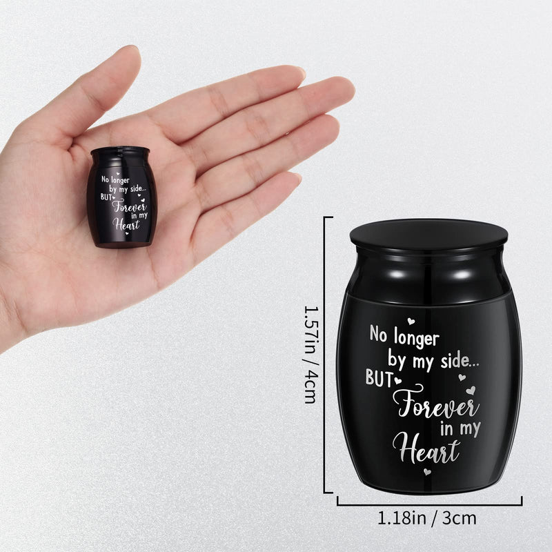 Small Cremation Urn Mini Memorial Keepsake Urn Stainless Steel Ash Holder Metal Sharing Personal Funeral Urn for Pet or Human Ash, No Longer by My Side, but Forever in My Heart (Black) Black - PawsPlanet Australia