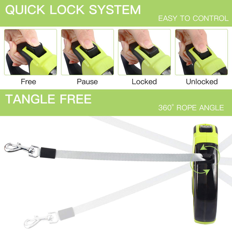 pecute Retractable Dog Lead - Easy One Button Brake & Lock - Extends up to 16 Feet of Freedom and Protection - Pulling Force up to 110 lbs - PawsPlanet Australia