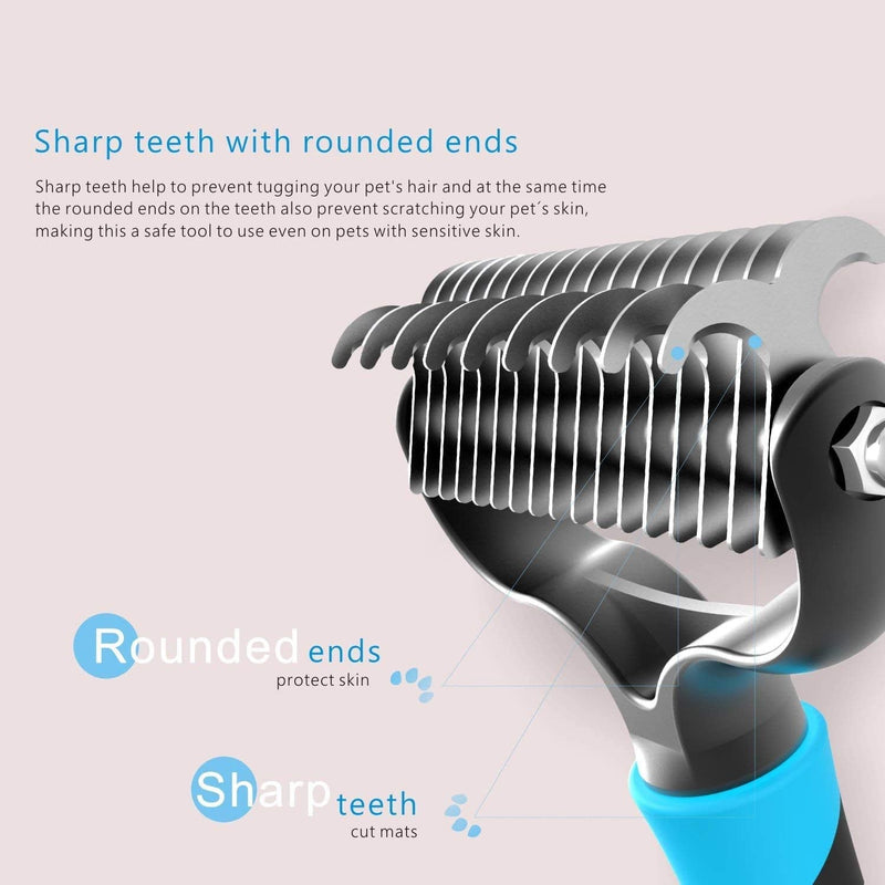 Dog Brush and Cat Brush Special for deshedding Pet with Thick, Medium, Long, Curly, and Wiry Hair -2 Sided Pet Grooming Tool, Mats & Tangles Dematting -No More Nasty Shedding and Flying Hair - PawsPlanet Australia