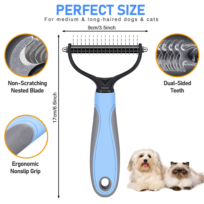 IOKHEIRA Dog Deshedding Tool, Professional Pet Grooming Brush, Effectively Reduces Shedding by up to 95% for Short Medium and Long Pet Hair Navy - PawsPlanet Australia