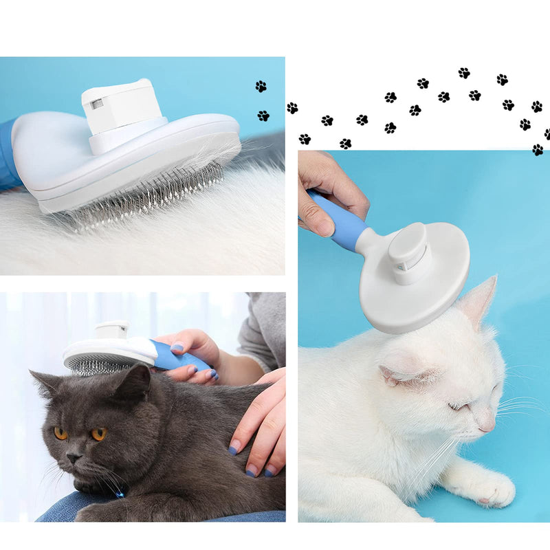 Cat Brushes for Long Haired Cats,Cat Comb ,Self Cleaning Slicker Brushes, Cat Grooming Brush for Shedding and Grooming Removes Loose Undercoat by QPEY - PawsPlanet Australia
