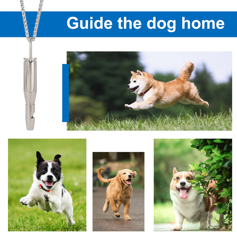 TuHeeHuT Dog Whistle，Professional for Stop Barking Recall Training，Adjustable Ultrasonic Training Tool，with 2 Silver Lanyards and Leather Cases - PawsPlanet Australia