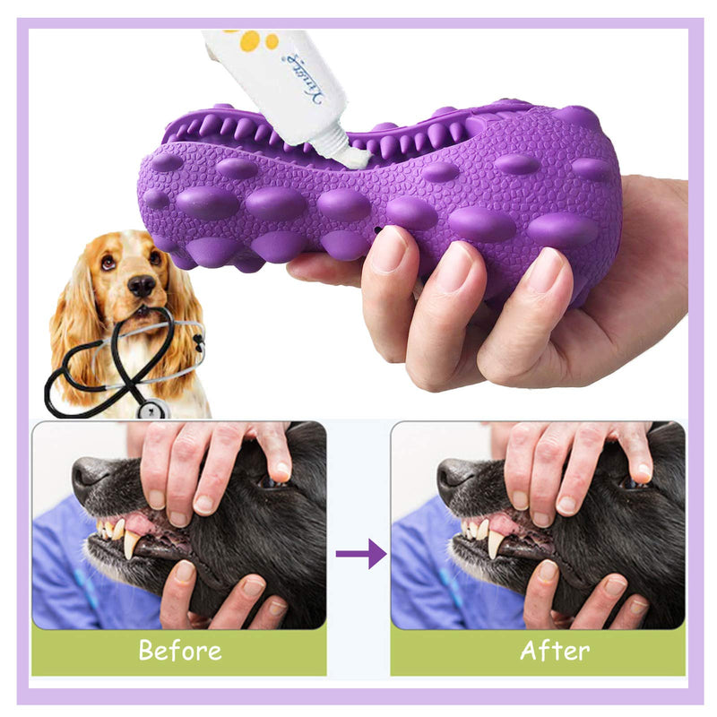 EZSMART Indestructible Dog Toys, Tough Dog Toothbrush Toys for Aggressive Chewers, Durable Teething Boredom Interactive Dog Chew Toys for Teeth Cleaning - Dinosaur Shape, Milk Flavor (Purple) Purple - PawsPlanet Australia