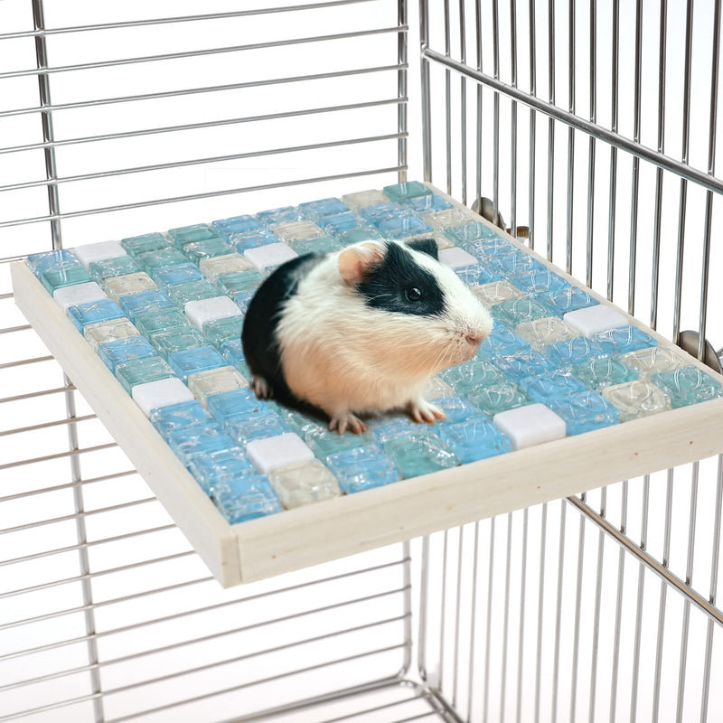 SAWMONG Hamster Cooling Mat Guinea Pig Hammock Bed Summer Cooling Platform House Small Animal Habitat for Chinchilla Hamster Squirrels and Small Furry Animals Large Blue - PawsPlanet Australia