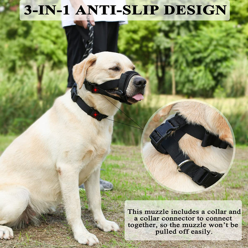 BARKLESS Dog Muzzle, Soft Padded Comfy Muzzle for Biting and Chewing, Adjustable Muzzle for Small, Medium, Large Dogs Corgi Labrador, Allows Drinking and Panting S Black - PawsPlanet Australia