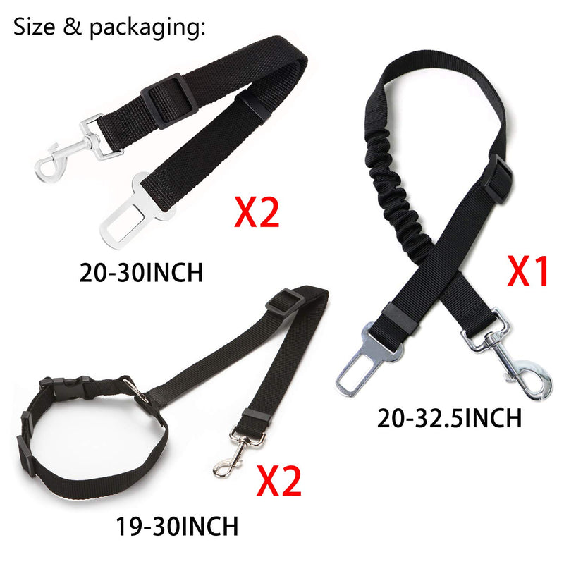 NEPAK 5Packs Adjustable Harness Belts, Pet Leash, Restraint Clip Belts For Travel, Pet Car Seat Belt,Heavy Duty Nylon Seatbelts,Retractable safety belt for dogs in Vehicle Travel Daily Use - PawsPlanet Australia