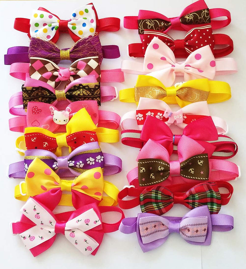 [Australia] - PET SHOW Small Dog Cats Bow Ties Kitten Puppies Bowties Necklace Collar for Holiday Wedding Party Grooming Accessories 20pcs Girl 